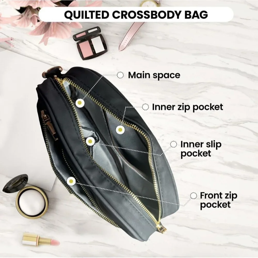 Crossbody Bag Women Vegan Leather 3 Straps Small Shoulder Purse Trendy